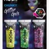 Chunky Glitter Gels Neon Geel Groen Paars -Speciale Effecten Make-Upwinkel chunky glitter gels neon geel groen paars