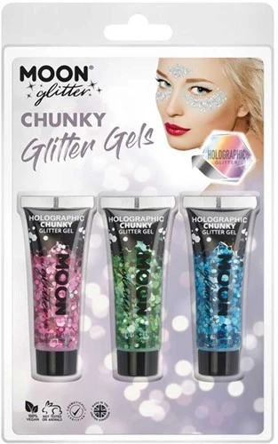 Chunky Glitter Gels Roze Groen Blauw 3 Chunky Glitter Gels Roze Groen Blauw