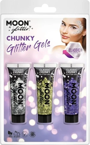 Chunky Glitter Gels Zilver Goud Lavender 3 Chunky Glitter Gels Zilver Goud Lavender
