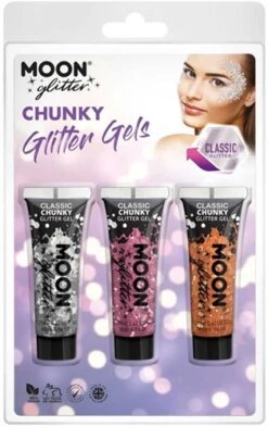 Chunky Glitter Gels Zilver Roze Oranjerood