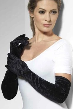 FEVER Handschoenen Lang Fluweel Zwart