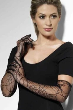 FEVER Handschoenen Lang Spinnenweb Zwart