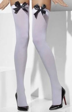 FEVER Hold Up Kousen Wit Met Strik Zwart -Speciale Effecten Make-Upwinkel hold up kousen wit met strik zwart 2