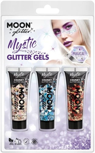 Mystic Glitter Gels Goud Blauw Rood 3 Mystic Glitter Gels Goud Blauw Rood