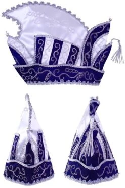 Prinsenmuts Blauw Wit Zilver Maat 63