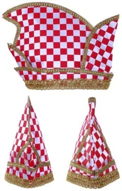 Prinsenmuts Brabant Geblokt Rood Wit Maat 63