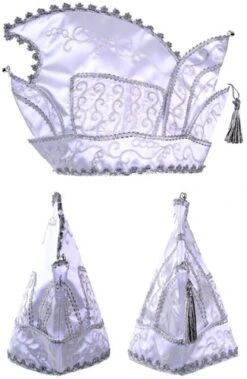 Prinsenmuts Wit Zilver Maat 63