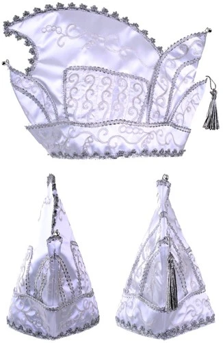 Prinsenmuts Wit Zilver Maat 63 3 Prinsenmuts Wit Zilver Maat 63