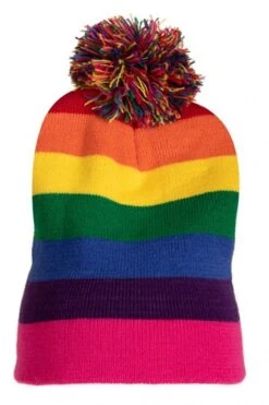 Regenboog Muts Met Pompon