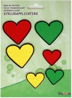 Strijkapplicatie 6 Stuks Limburg Hartjes Mix
