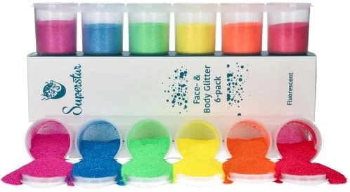 Superstar Fijne Glitter Sixpack Fluorescent 3 Superstar Fijne Glitter Sixpack Fluorescent