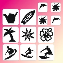 Surf Glittertattoo Sjablonenset