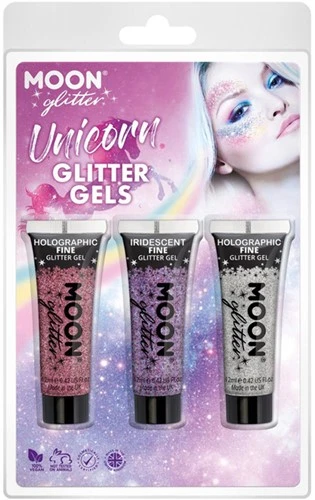 Unicorn Glitter Gels Roze Paars Zilver 3 Unicorn Glitter Gels Roze Paars Zilver