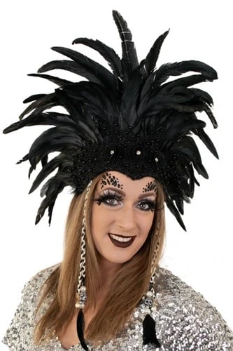 Veren Hoofdtooi Zwart 3 Veren Hoofdtooi Zwart