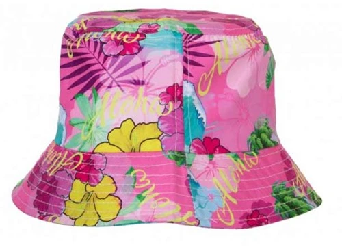 Vissershoedje Hawaiiprint Roze 4 Vissershoedje Hawaiiprint Roze - Afbeelding 2