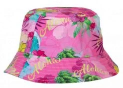 Vissershoedje Hawaiiprint Roze