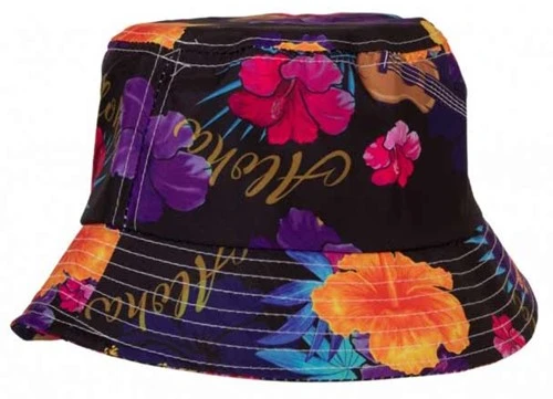 Vissershoedje Hawaiiprint Zwart 3 Vissershoedje Hawaiiprint Zwart