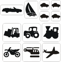 Voertuigen Glittertattoo Sjablonenset